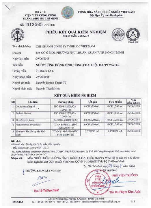 chứng nhận kiểm nghiệm